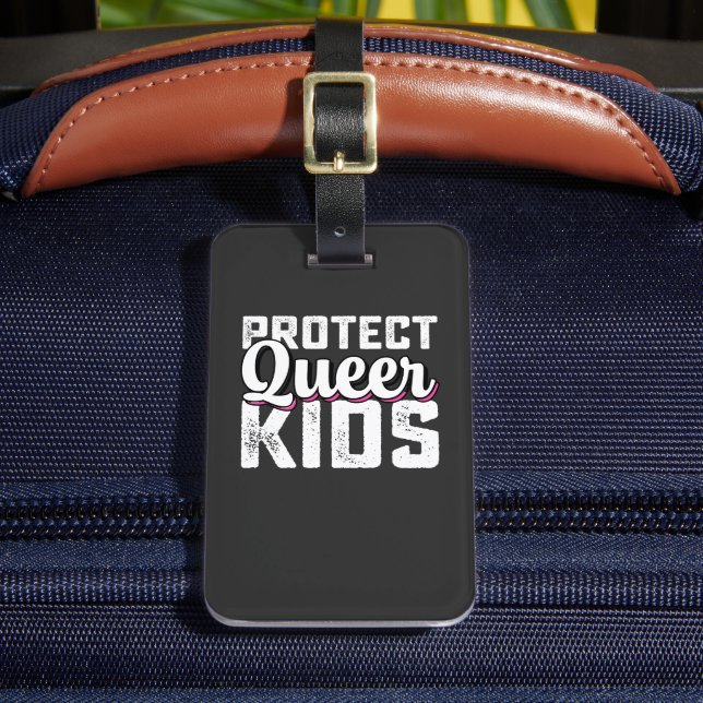 LGBT Pride Protect Queer Kids Luggage Tag (Front Insitu 2)