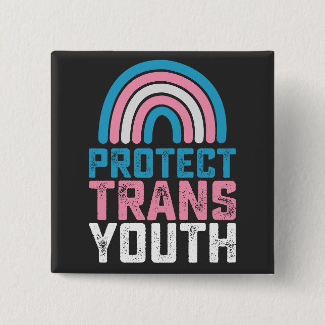 LGBT Pride Protect Trans Transgender Youth Kids 15 Cm Square Badge (Front)