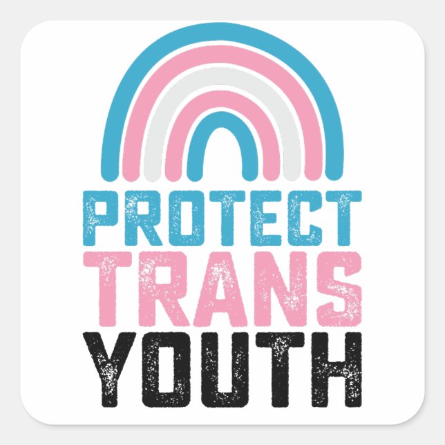 LGBT Pride Protect Trans Transgender Youth Kids Square Sticker (Front)
