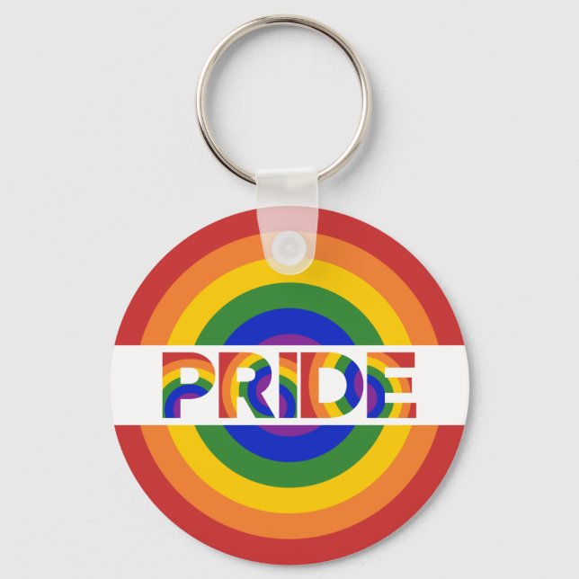 LGBT Pride Rainbow Bullseye Key Ring (Front)