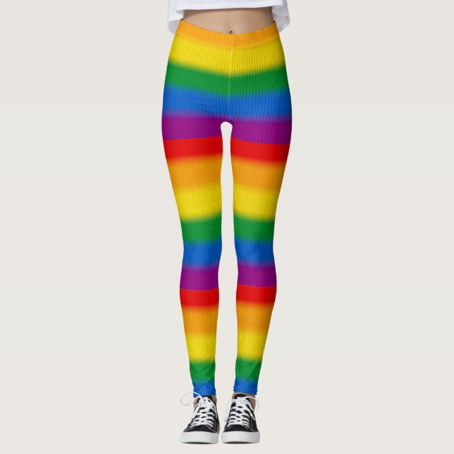 LGBT Pride Rainbow Colour Strips Leggings (Front)