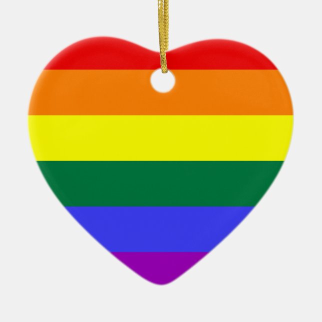 LGBT Pride Rainbow Flag Ceramic Tree Decoration (Front)