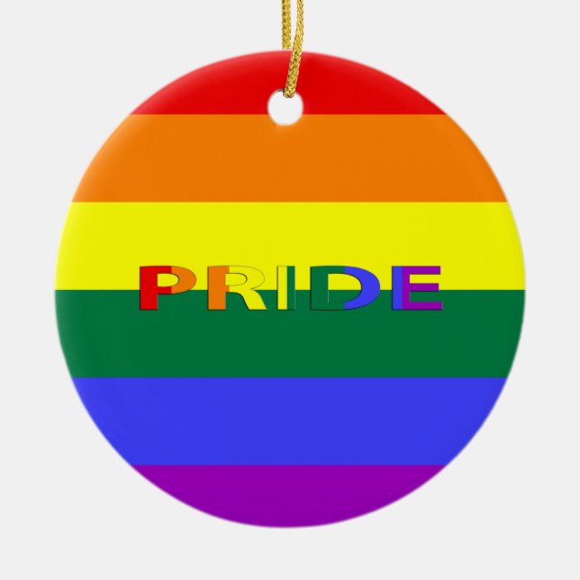 LGBT Pride Rainbow Flag Ceramic Tree Decoration (Front)