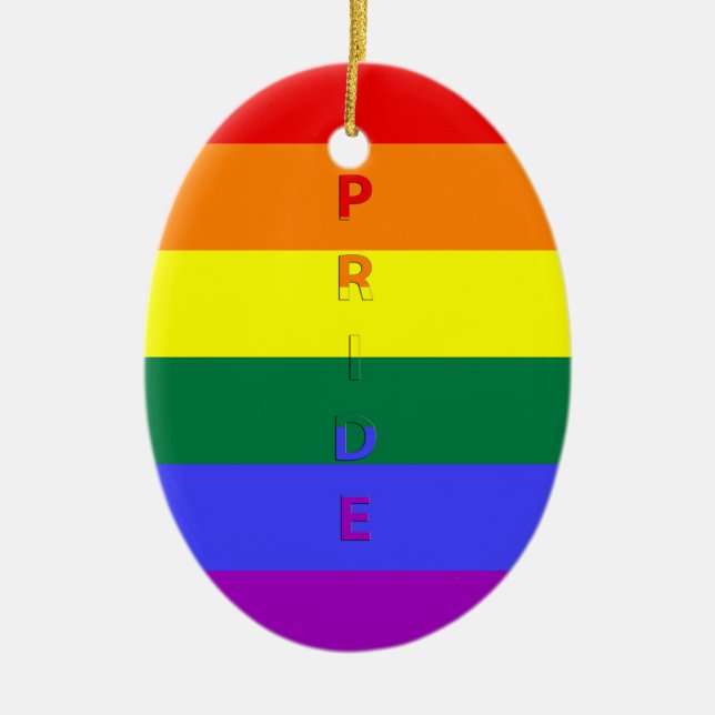 LGBT Pride Rainbow Flag Ceramic Tree Decoration (Front)