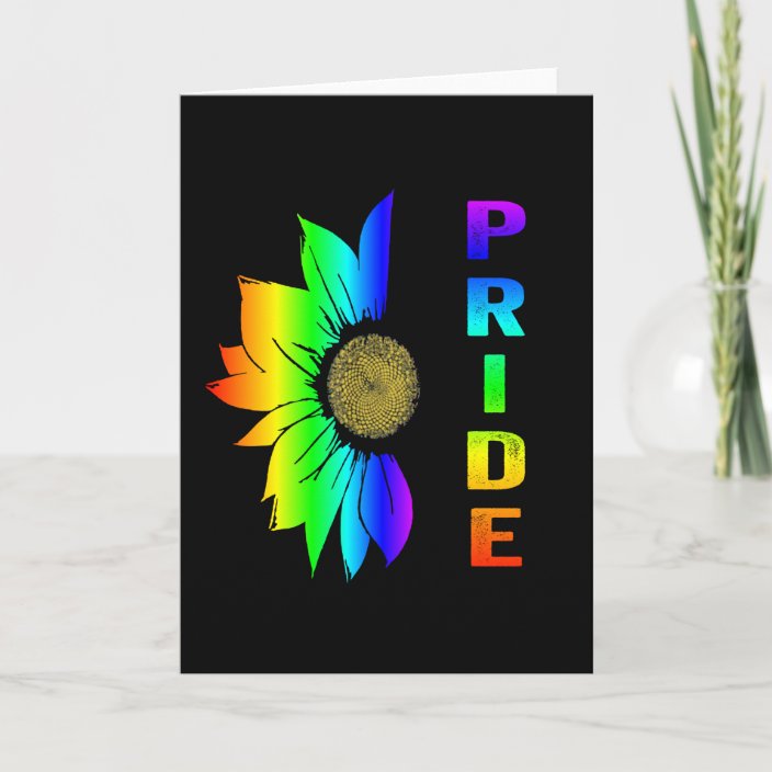 LGBT Pride Rainbow Flag Flower Sunflower Card Zazzle.co.uk