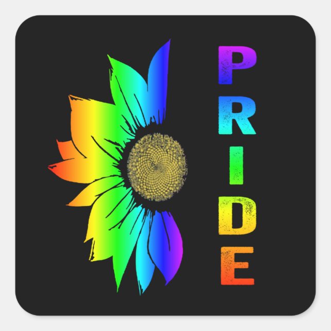 LGBT Pride Rainbow Flag Flower Sunflower Square Sticker (Front)