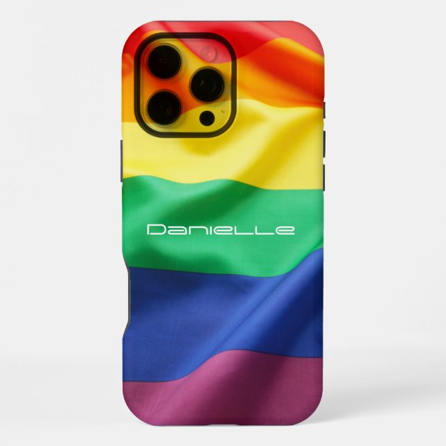 LGBT Pride Rainbow Flag Personalised Name iPhone Case (Back)