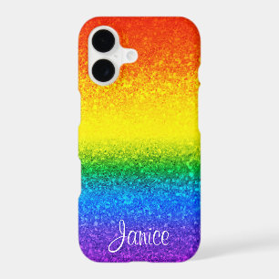 LGBT Pride Rainbow Glitter Stripes Name