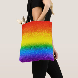 LGBT Pride Rainbow Glitter Stripes Sparkles Tote Bag