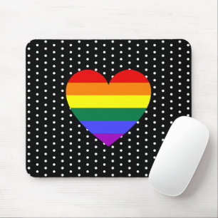 LGBT Pride Rainbow Heart Mouse Mat