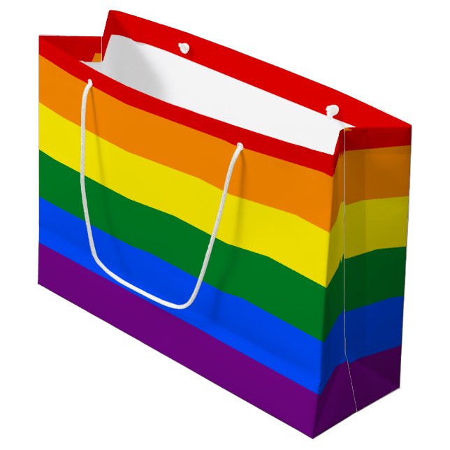 LGBT Pride Rainbow Large Gift Bag (Front Angled)