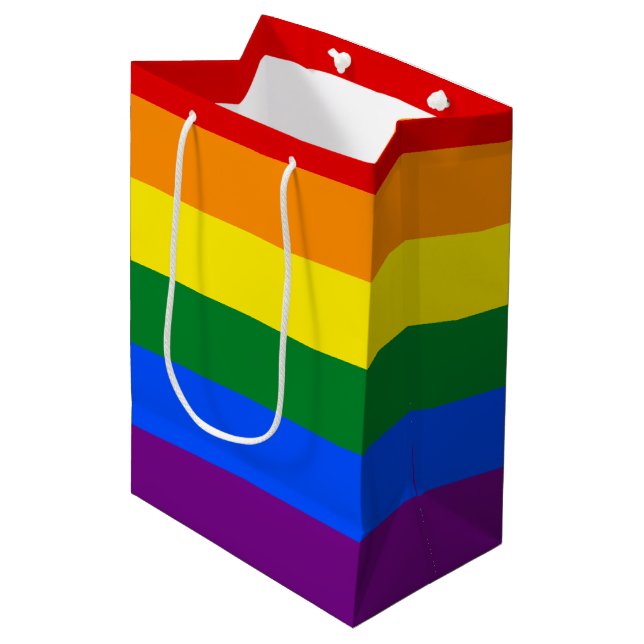 LGBT Pride Rainbow Medium Gift Bag (Front Angled)