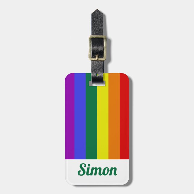 Lgbt Pride Rainbow Personalised Luggage Tag (Front Vertical)