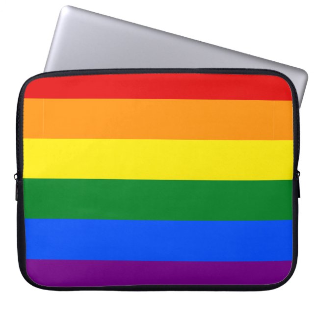 LGBT Pride Rainbow Striped Laptop Sleeve (Front)
