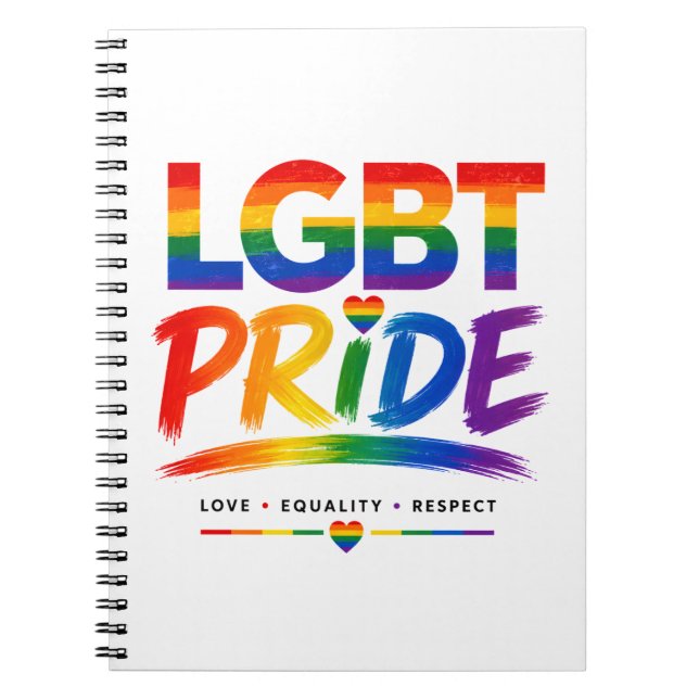 LGBT Pride Rainbow Typography Notebook (Front)