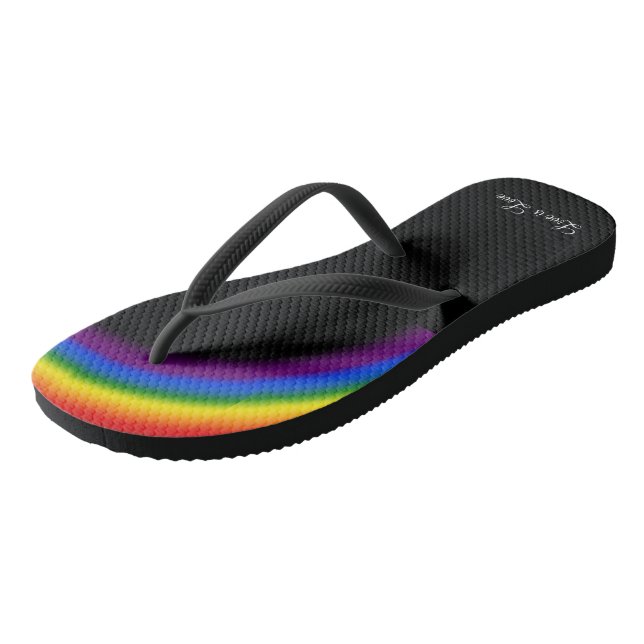 LGBT Pride Rainbow with custom text Love is Love Flip Flops (Angled)
