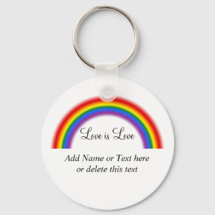LGBT Pride Rainbow with custom text Love is Love Key Ring