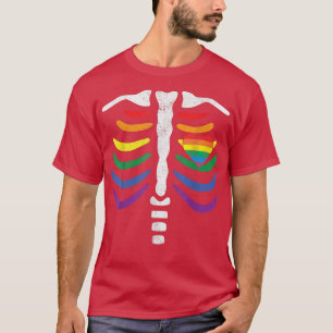LGBT Pride Rib Cage Rainbow Skeleton Xray LGBTQ T-Shirt
