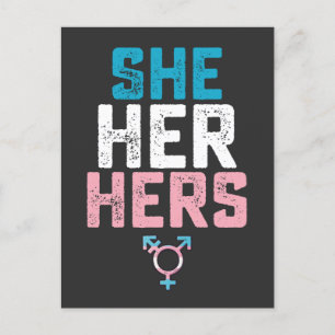 LGBT Pride She Her Hers Trans Transgender Pronouns Invitation Postcard