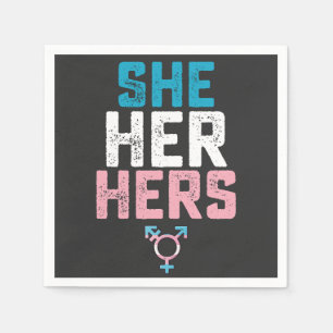 LGBT Pride She Her Hers Trans Transgender Pronouns Napkin