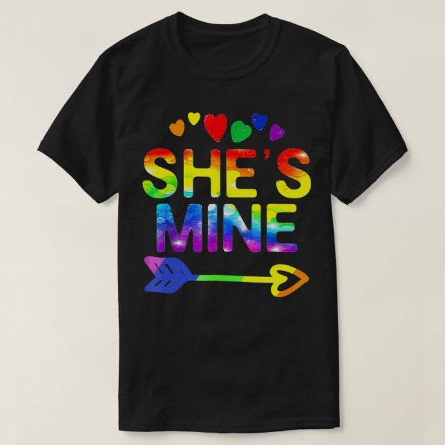 LGBT Pride She's Mine I'm Her Lesbian Couple Match T-Shirt (Design Front)