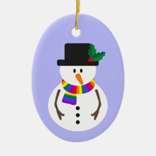 LGBT+ Pride Snowman Ceramic Ornament