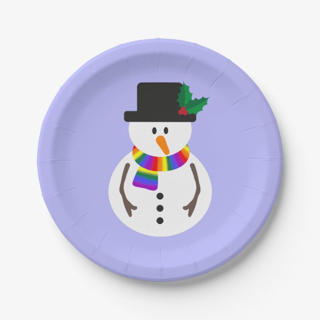 LGBT+ Pride Snowman Paper Plates (Front)