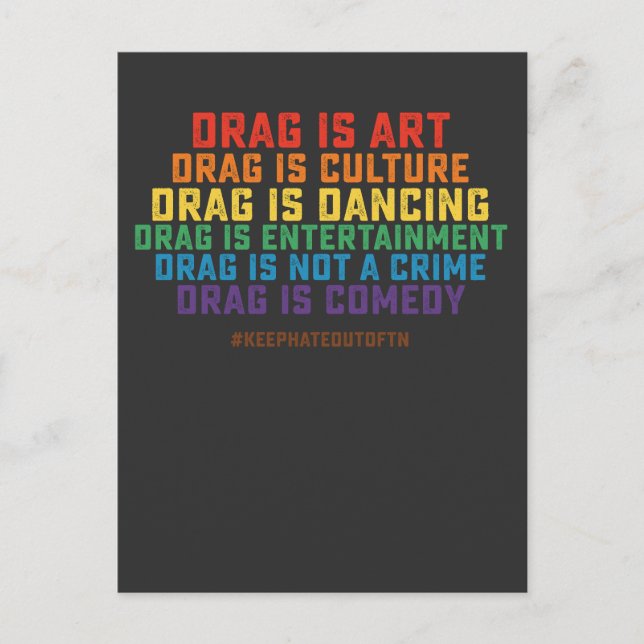 LGBT Pride Support Drag Is Art Not A Crime Invitation Postcard (Front)