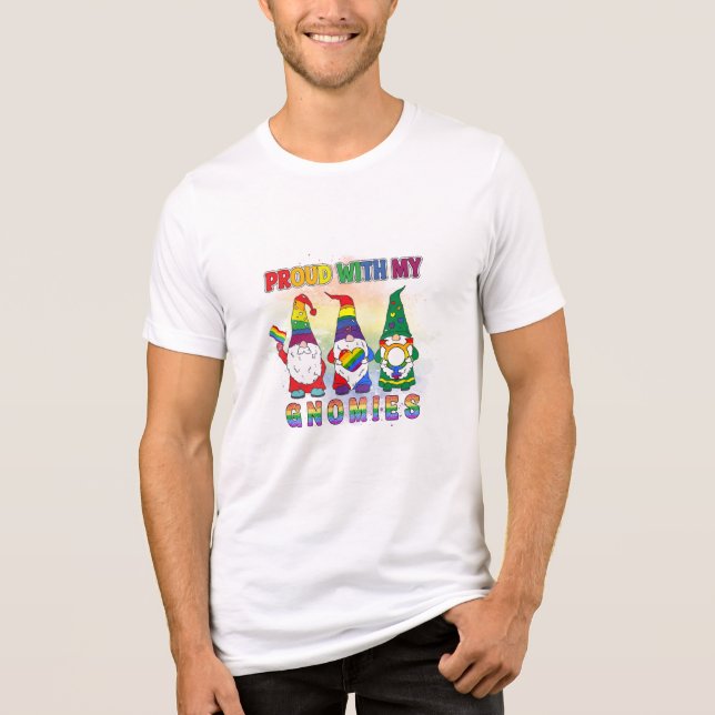 LGBT Proud With My Gnomies Tri-Blend Shirt (Front)