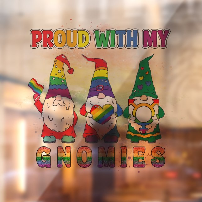 LGBT Proud With My Gnomies Window Cling (Sheet 2)