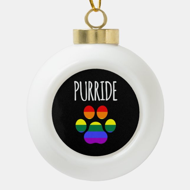 LGBT Purride Ceramic Ball Christmas Ornament (Front)