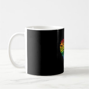 LGBT Q Dog Paw Print Gay Pride Rainbow Heart Coffee Mug