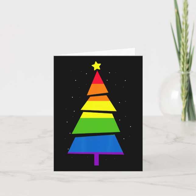 Lgbt-q Pride Rainbow Flag Gay Christmas Tree X-mas Card (Front)