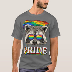 LGBT Racoon Gay Pride LGBTQ Rainbow Flag Sunglass T-Shirt