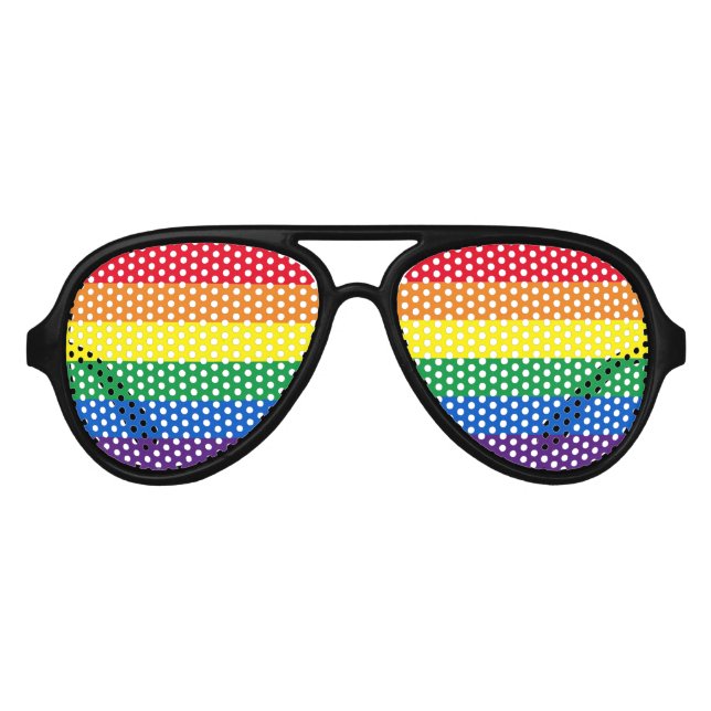 Lgbt rainbow 6 stripes gay pride flag  aviator sunglasses (Front)