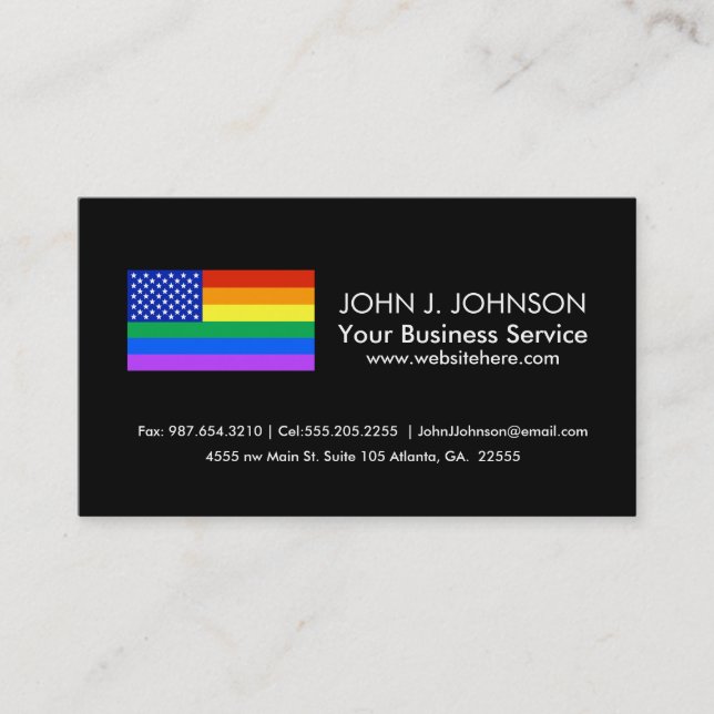 LGBT Rainbow American Flag Business Card (Front)