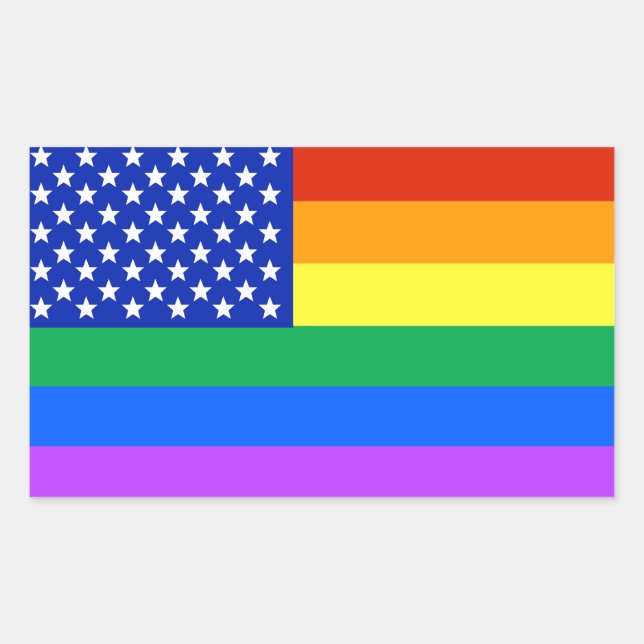 LGBT Rainbow American Flag Rectangular Sticker (Front)