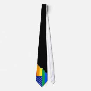 LGBT Rainbow American Flag Tie