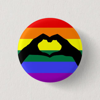 LGBT Rainbow and Heart Hand Silhouette 3 Cm Round Badge