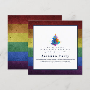 LGBT Rainbow Christmas Tree Party Gay Pride Invitation