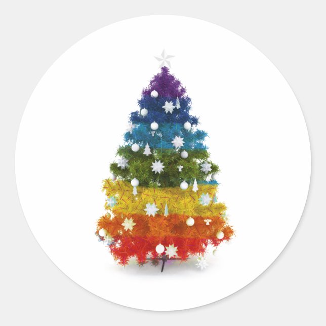 LGBT Rainbow Christmas Tree Sticker (Front)