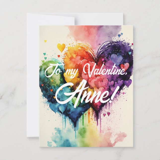 LGBT rainbow colored hearts Valentine's day card (Front)