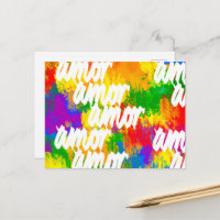 LGBT Rainbow colour brushstrokes Amor calligraphy 
