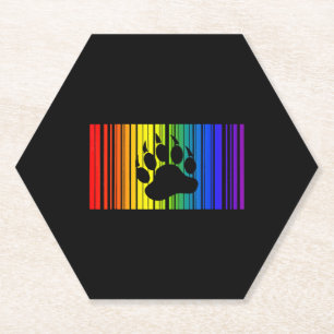Lgbt Rainbow Colours Barcode Icon Pride Gay Bear Paper Coaster