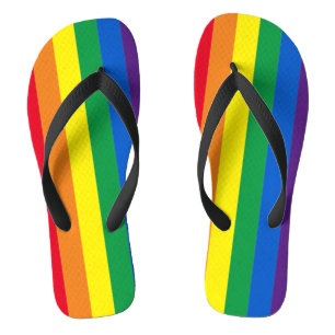Lgbt Rainbow colours stripes Lgbtq gay pride flag Flip Flops