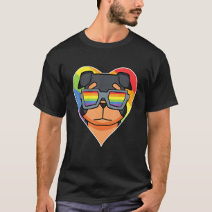 LGBT Rainbow Dog Rottweiler Gay Pride Dog Ow T-Shirt