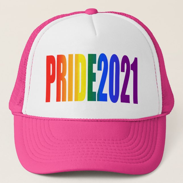 LGBT Rainbow Flag Colours LGBTQ Gay Pride 2021 Trucker Hat (Front)
