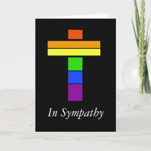 LGBT Rainbow Flag Cross Sympathy Card