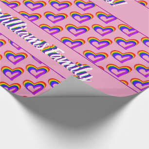 LGBT Rainbow Flag Heart Pattern Colourful Gay Prid Wrapping Paper