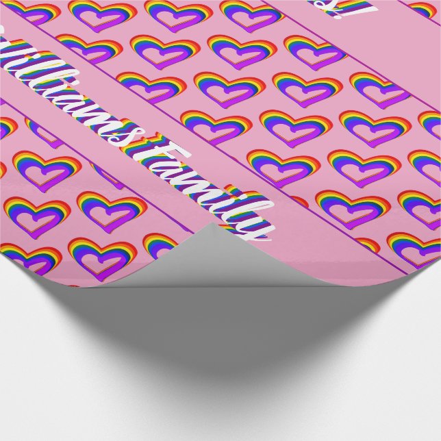 LGBT Rainbow Flag Heart Pattern Colourful Gay Prid Wrapping Paper (Corner)